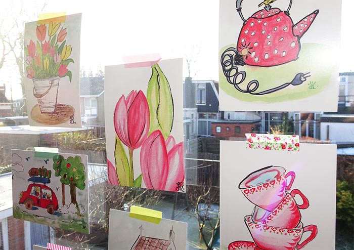 Atelier JOO: kleurrijke schilderijen postkaarten