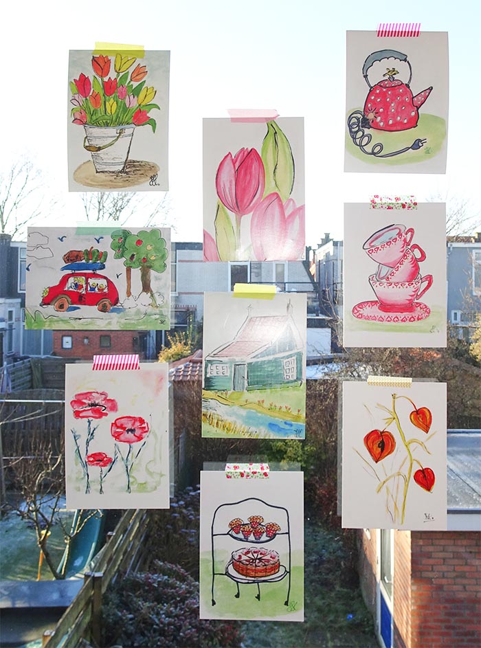 Atelier JOO: kleurrijke schilderijen op postkaarten