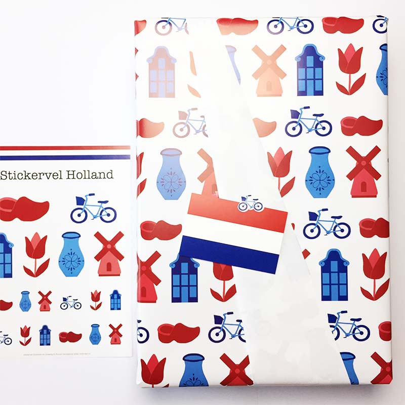 Inpakpapier en stickervel Holland van Nouk-san