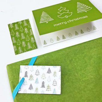 Kerstkaart en minikaart Groen van Nouk-san