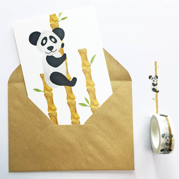 Postkaart Panda Bamboe van Nouk-san
