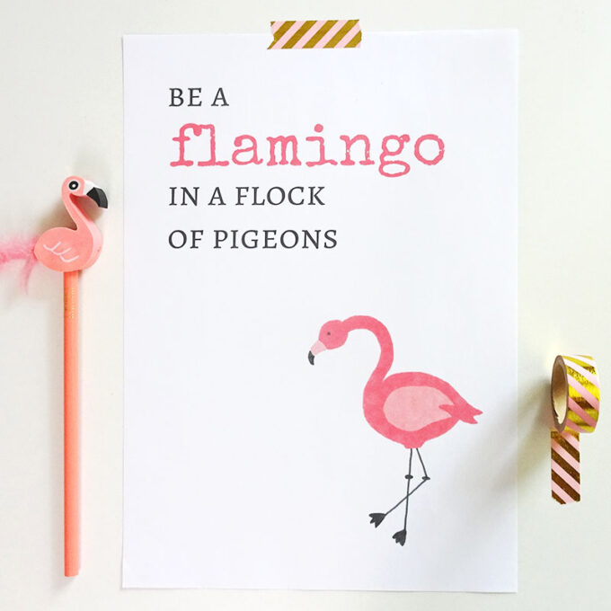 Printable poster flamingo