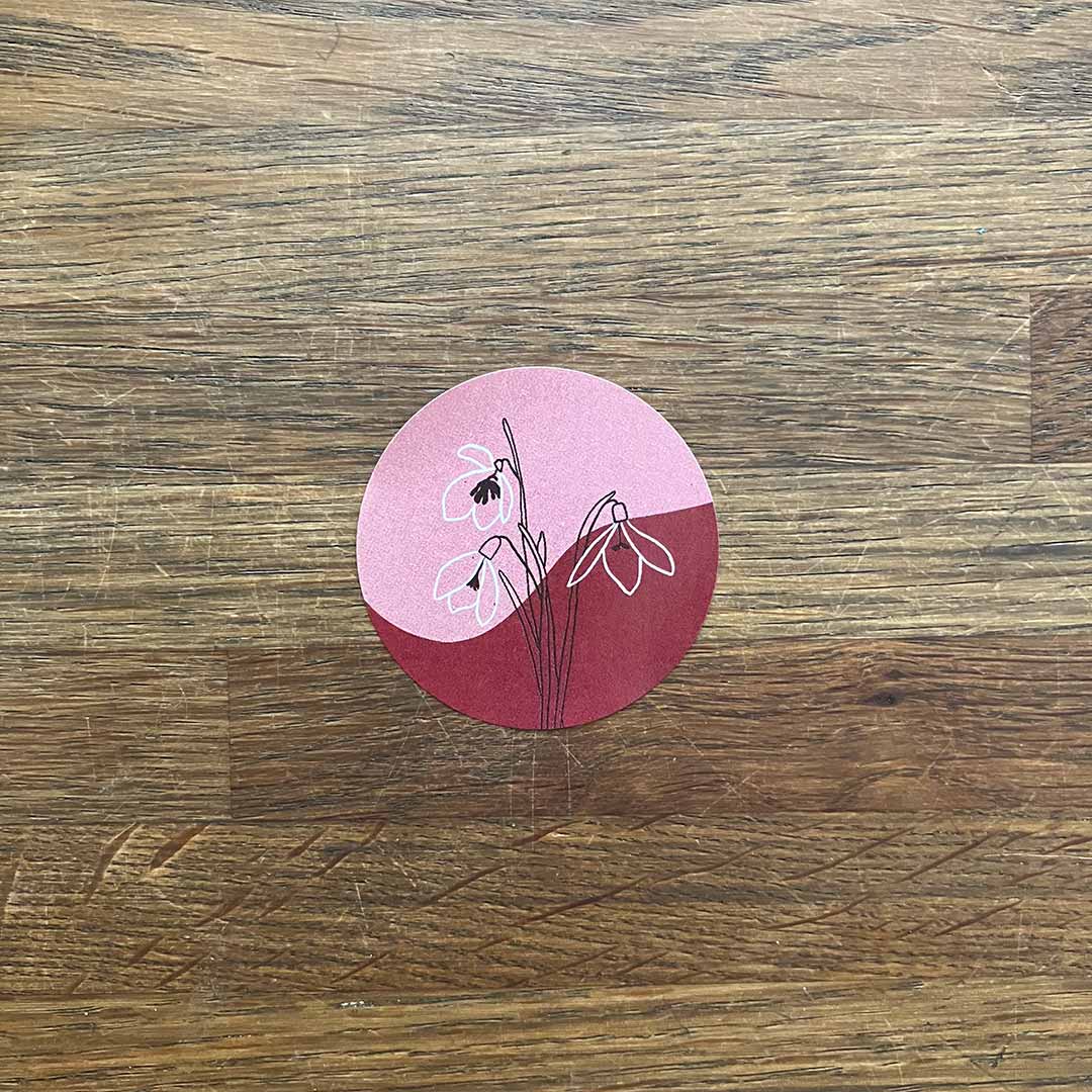 Ronde Stickers Sneeuwklokjes