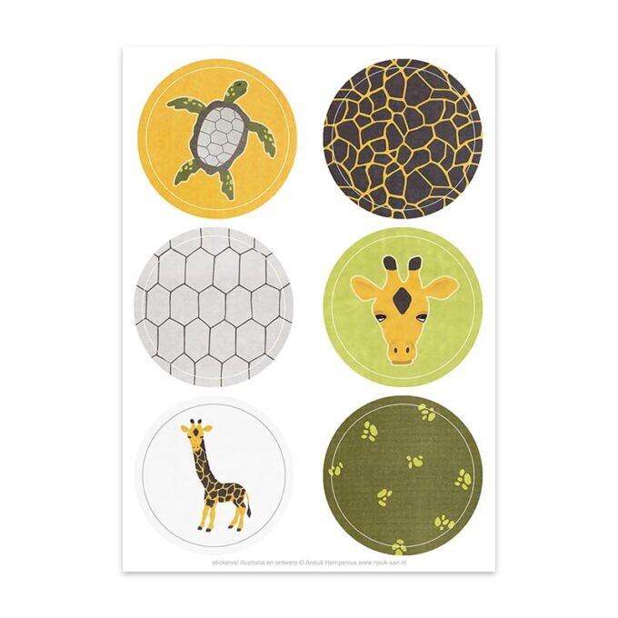 Stickervel Giraf & Schildpad van Nouk-san